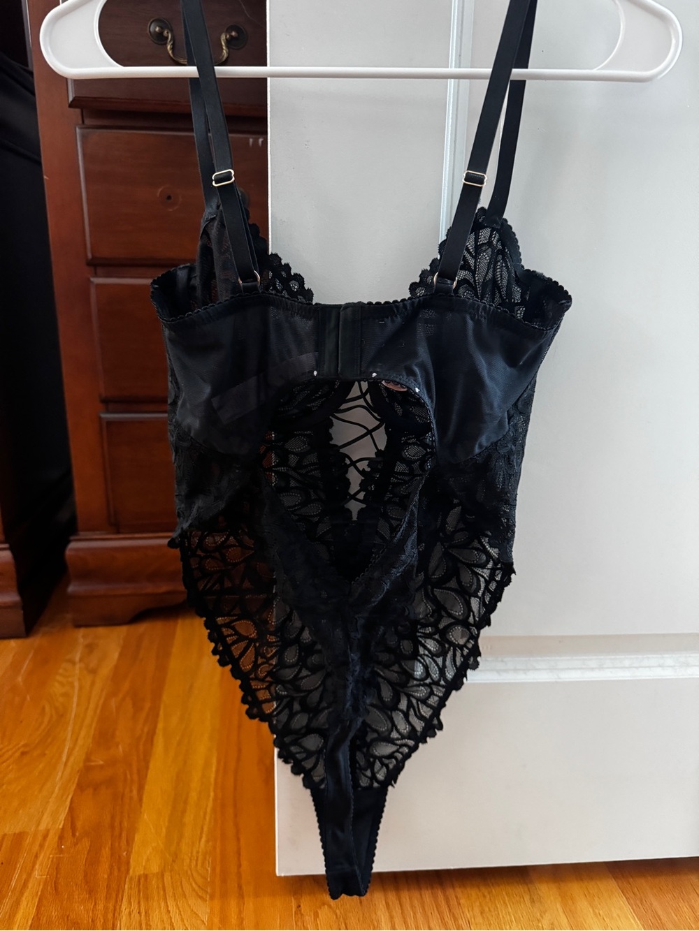 Savage X Fenty Black Lace Sheer Teddy Bodysuit